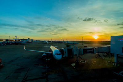 View of city at sunset