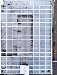 Modern building seen through window
