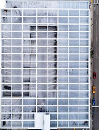 Modern building seen through window