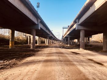 Low angle view of bridge against clear sky