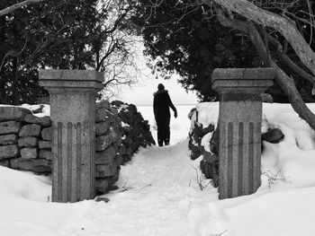 People on snow covered landscape