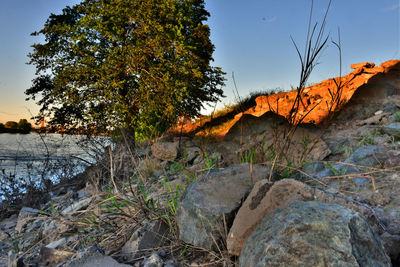 Scenic view of rock formation in sea