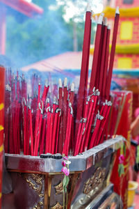 Close-up of multi colored pencils