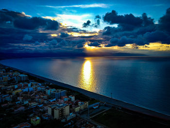 Scenic view of sea against sky at sunset