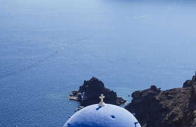 Close-up of blue sea against sky