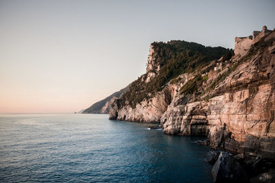 Scenic view of sea against clear sky