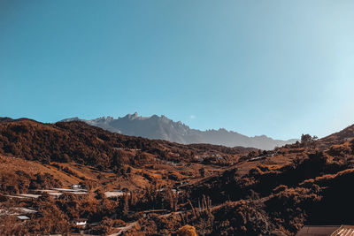 Scenic view of mountains against clear sky