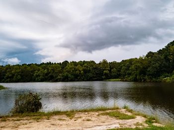 Scenic view of lake against sky