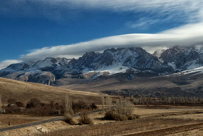 Scenic view of mountains against sky