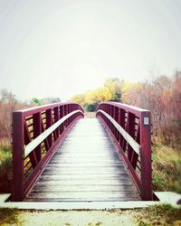 Footbridge against clear sky