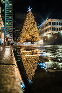 Illuminated city at night