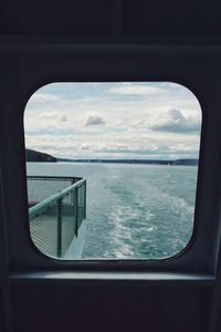 Scenic view of sea seen through window