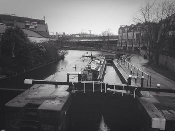 View of canal in city