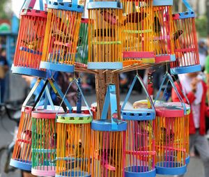 Close-up of multi colored for sale at market stall