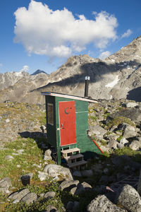 Backcountry outhouse of snowbird hut, talkeetna mountains, alaska