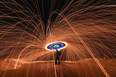 Light trails with fire crackers at night