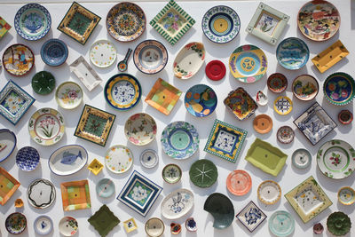 Directly above shot of plates on table