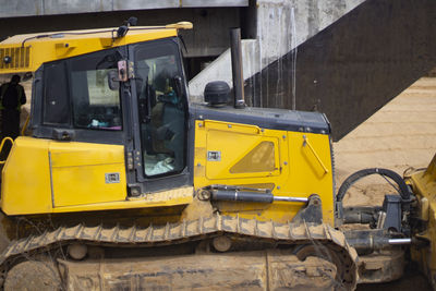 Construction site. heavy machinery at the construction site. construction among the sand. 