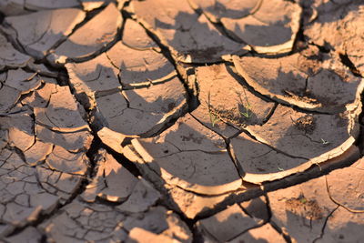 High angle view of cracked land