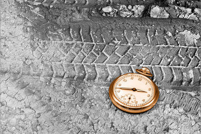 High angle view of clock on wall
