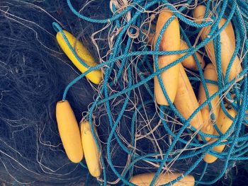 High angle view of fishing net