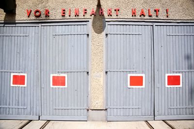 Closed doors of building