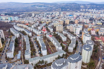 Aerial view of manastur neighborhood residential area, an agglomeration of flat of blocks 