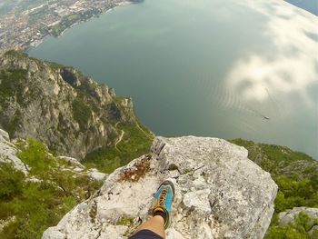 Low section of person on rock