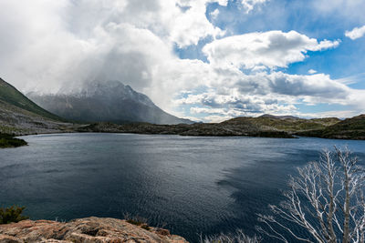 Scenic view of lake against sky