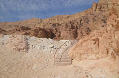 Rock formations in desert against sky