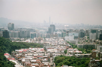 High angle view of buildings in city