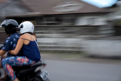 Woman riding motorcycle