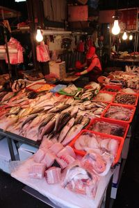 Food for sale at market stall