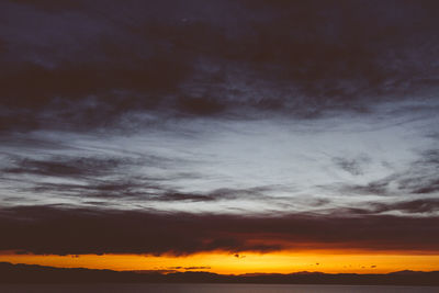 Scenic view of cloudy sky at sunset