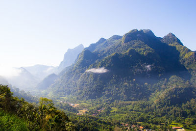 Scenic view of mountains against clear sky