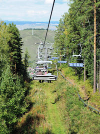 On the summer ski lift in pillars reserve, siberia.