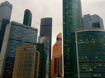 Low angle view of skyscrapers in city