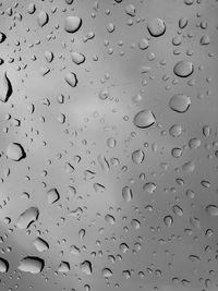 Full frame shot of raindrops on glass window