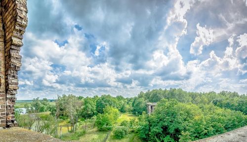 Scenic view of landscape against cloudy sky