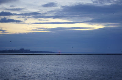 Scenic view of sea against sky at sunset