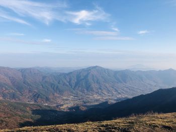 Scenic view of mountains against sky
