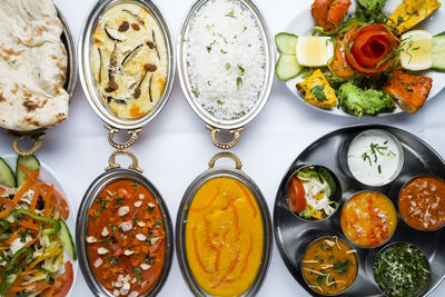 High angle view of food on table