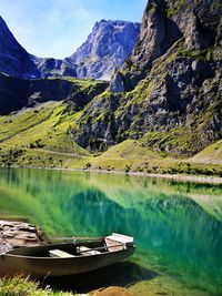 Scenic view of lake and mountains