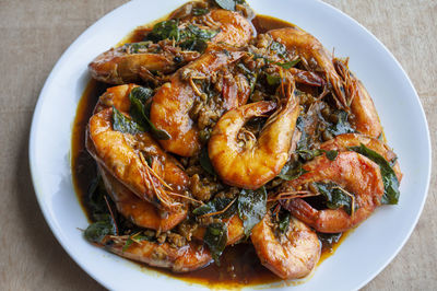 Close-up of food in plate on table