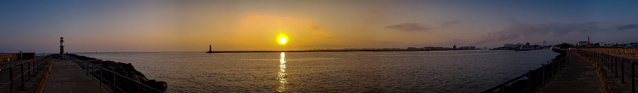 Panoramic view of sea against sky during sunset