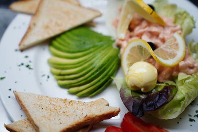 High angle view of meal served in plate