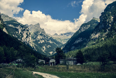 Scenic view of mountains against sky