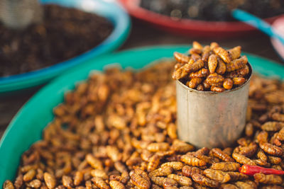 High angle view of food for sale at market stall