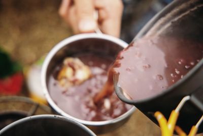 Close-up of person preparing food