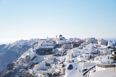 High angle view of townscape against clear sky